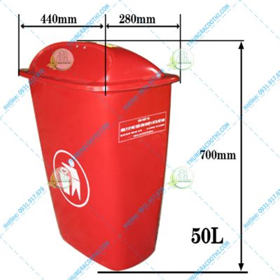 kích thước thùng rác composite 50 lít