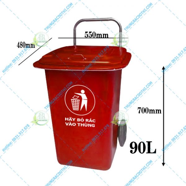 kích thước thùng rác composite 90l