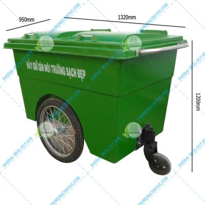 kích thước xe thu gom rác 660 lít