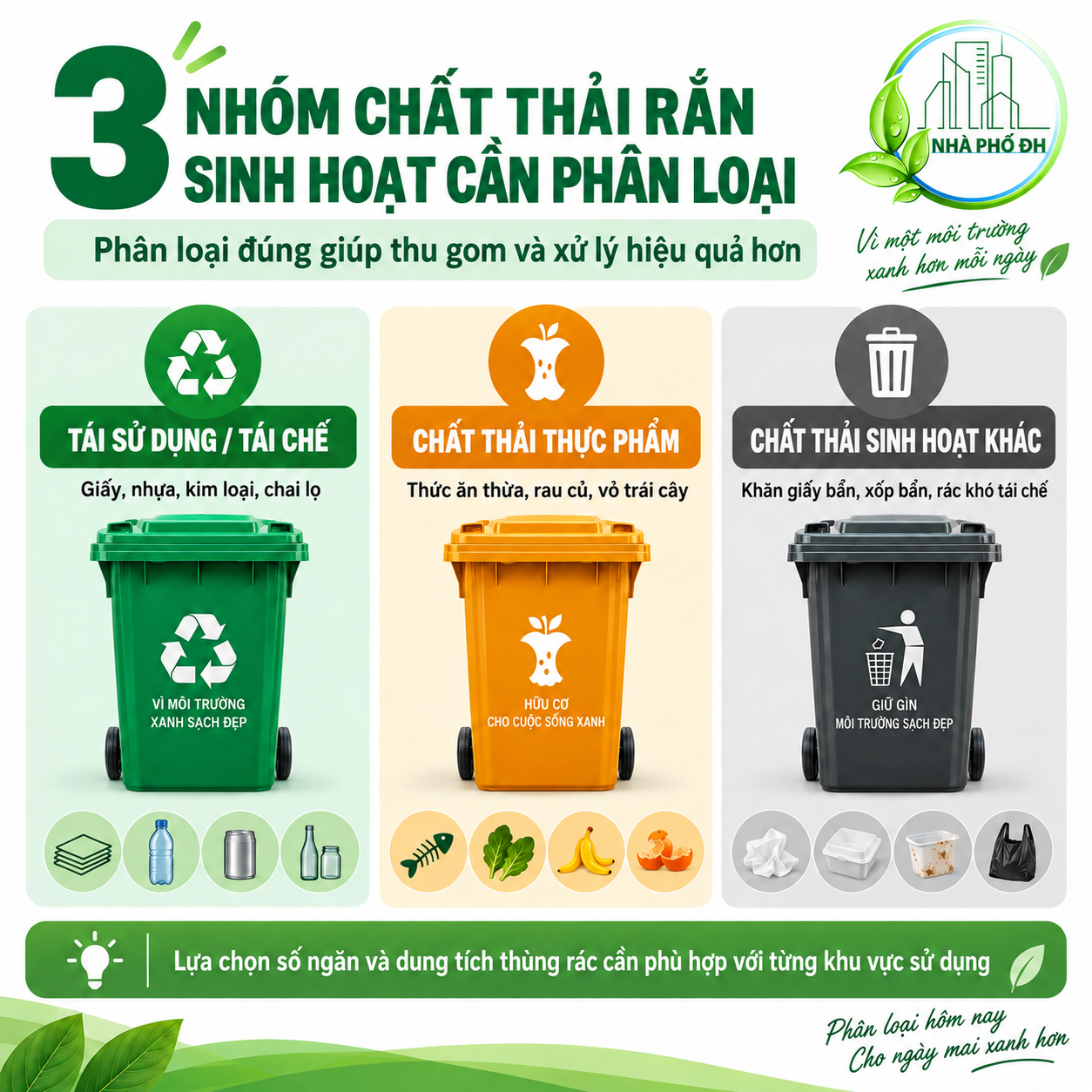 3 nhóm chất thải rắn sinh hoạt cần phân loại