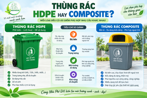 So sánh thùng rác HDPE và Composite