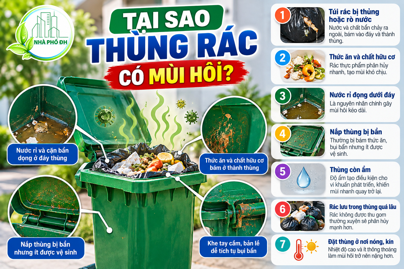 Vệ sinh thùng rác và nguyên nhân thùng rác có mùi hôi