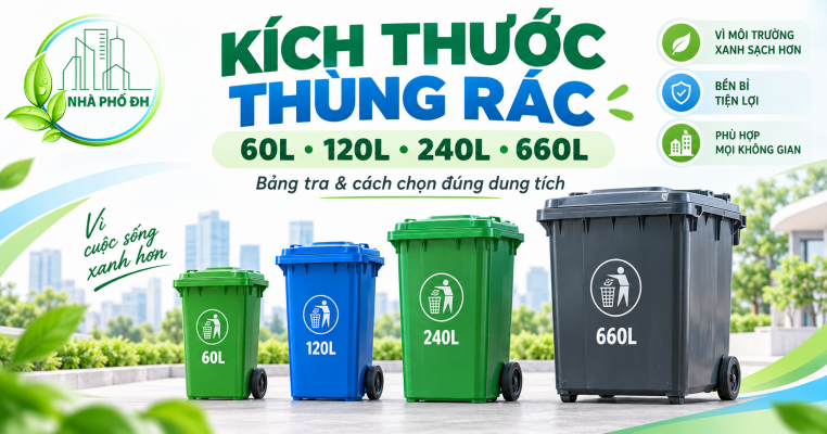 Kích thước thùng rác 60L 120L 240L 660L
